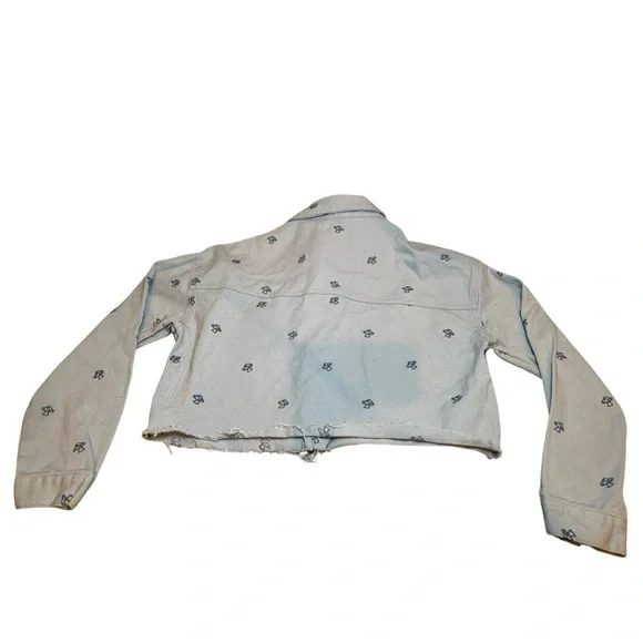 PacSun Women’s Dreamy Cropped Size M/L Mushroom Embroidered Denim Jacket - Picture 5 of 8